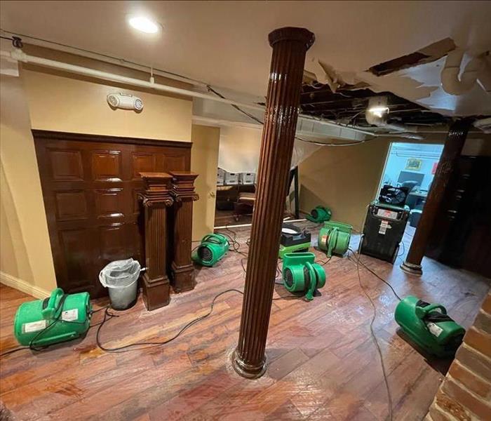 burst pipe water damage cleanup in office in weston, ct